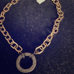 15 inch Chain Necklace with Circle, gold.
